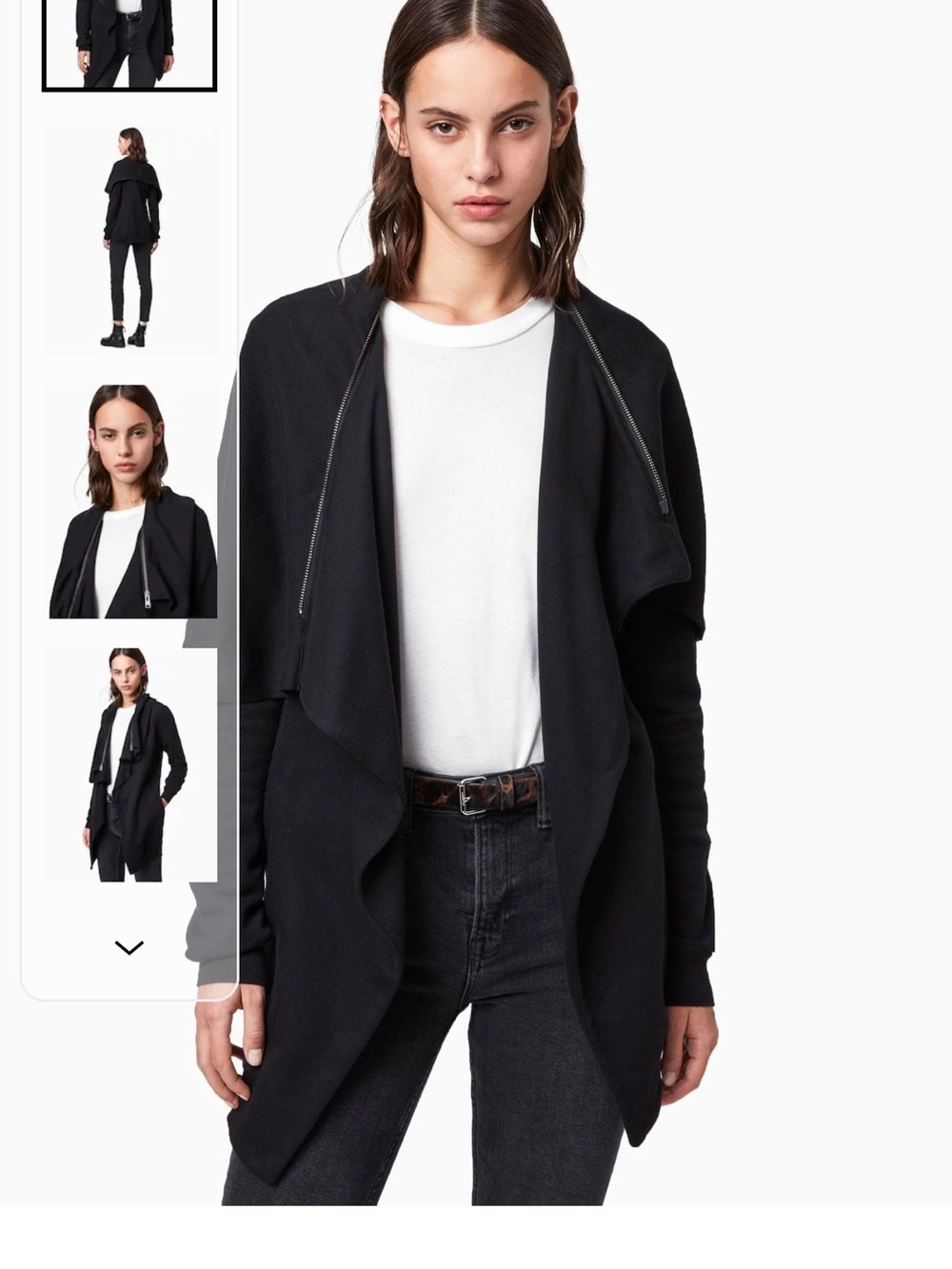 AllSaints Black Zip-Trim Hoodie Cardigan
